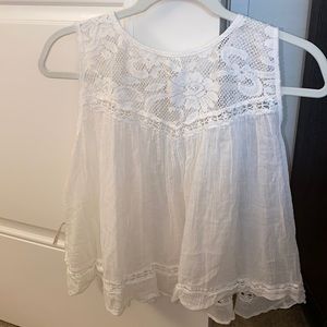White lace flowy tank top